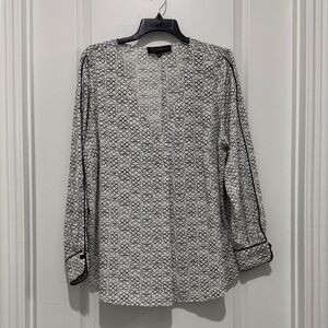 Eloquii eyeglass print black and white top 16w